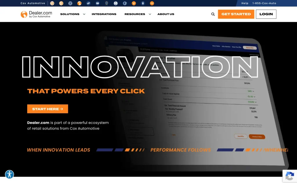 Dealer.com homepage screenshot — Dealer websites