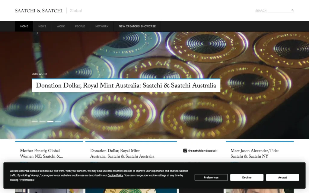 Saatchi & Saatchi homepage screenshot — Automotive advertising (OEM creative)