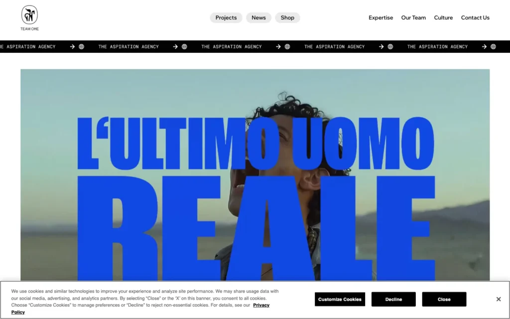 Team One homepage screenshot — Luxury automotive marketing (OEM and dealer association)